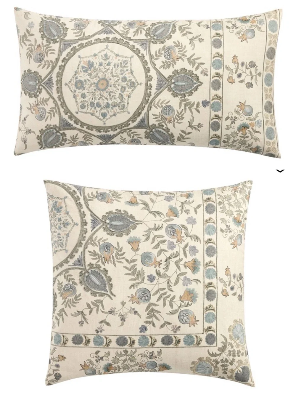 Pottery Barn Lilah Suzani King & Euro Sham New with flaw